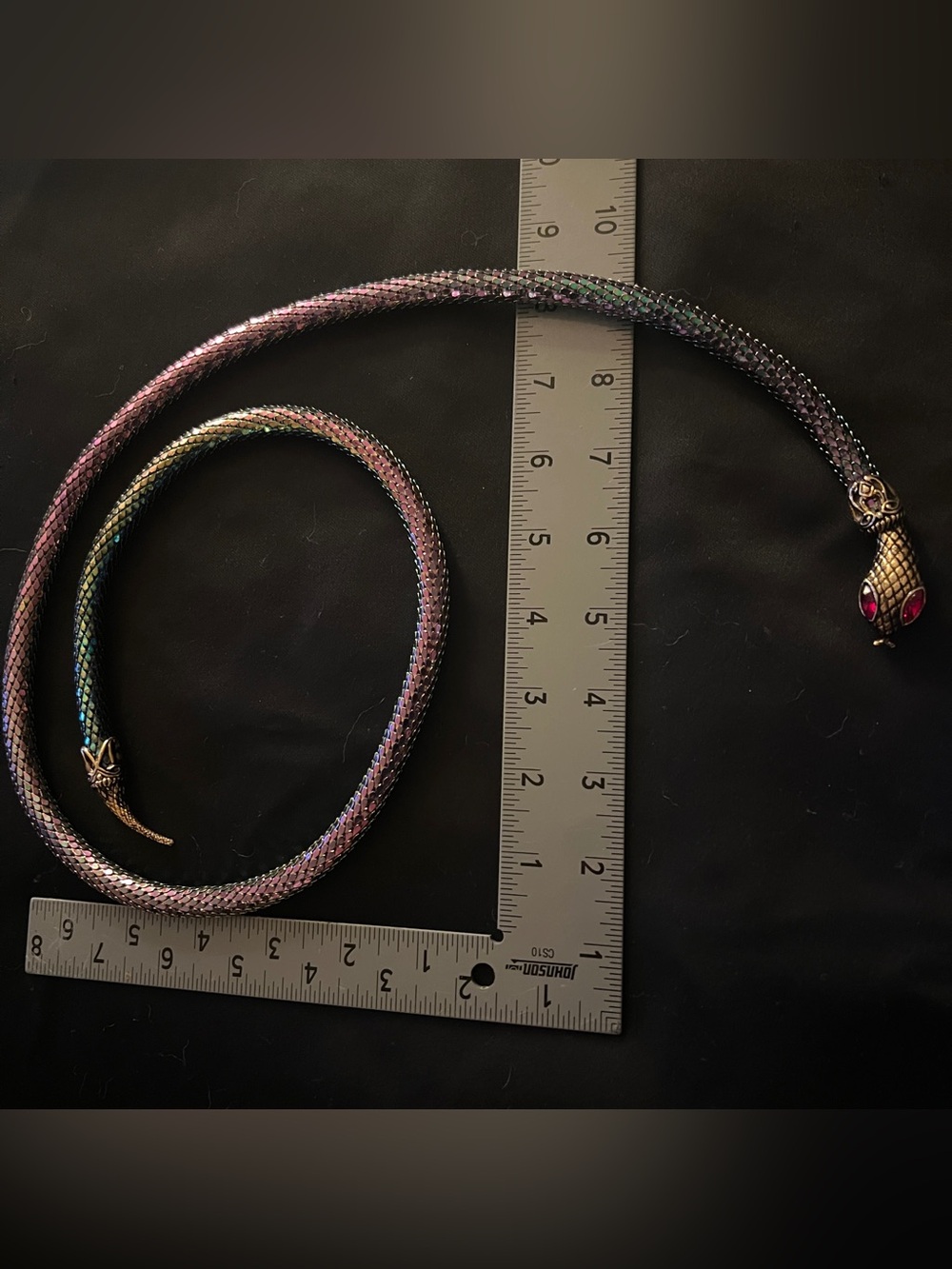 DL Auld Iridescent Vintage Mesh Snake Belt Serpent Necklace 41” - Picture 11 of 14